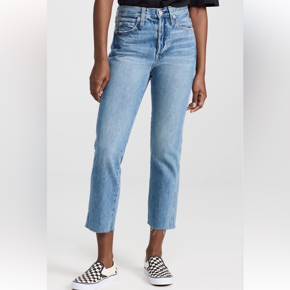 AMO Loverboy High Rise Cropped Raw Hem Denim Jeans Size 27